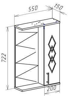 Зеркало-шкаф с подсветкой Bellezza Элеганс 55см левый бежевый 00000005195